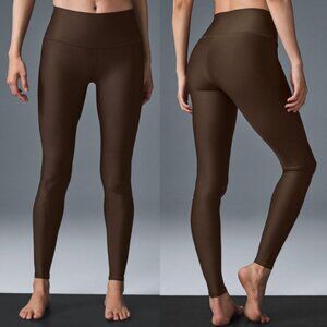 EUC Alo Yoga • Airlift High Waist Espresso Brown 28" Full Length Leggings • M